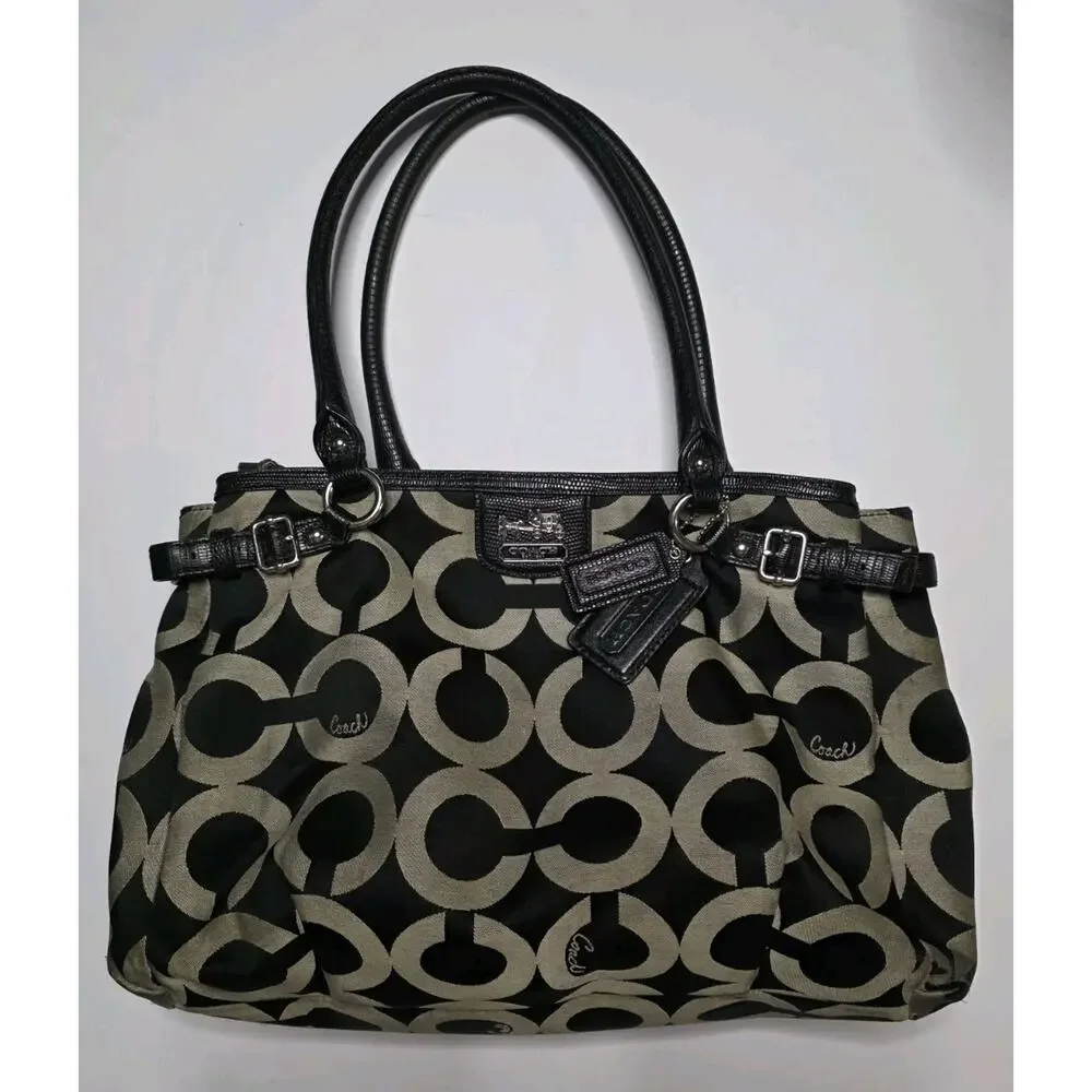 Coach Madison Signature C Sophia Satchel Bag J1220-22344 Black & GRAY